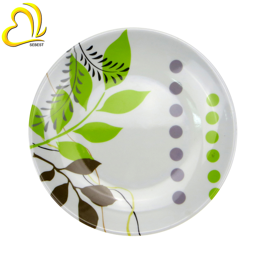 1 SEBEST Green Leaf 8'' Melamine Plate SEMP13080#02