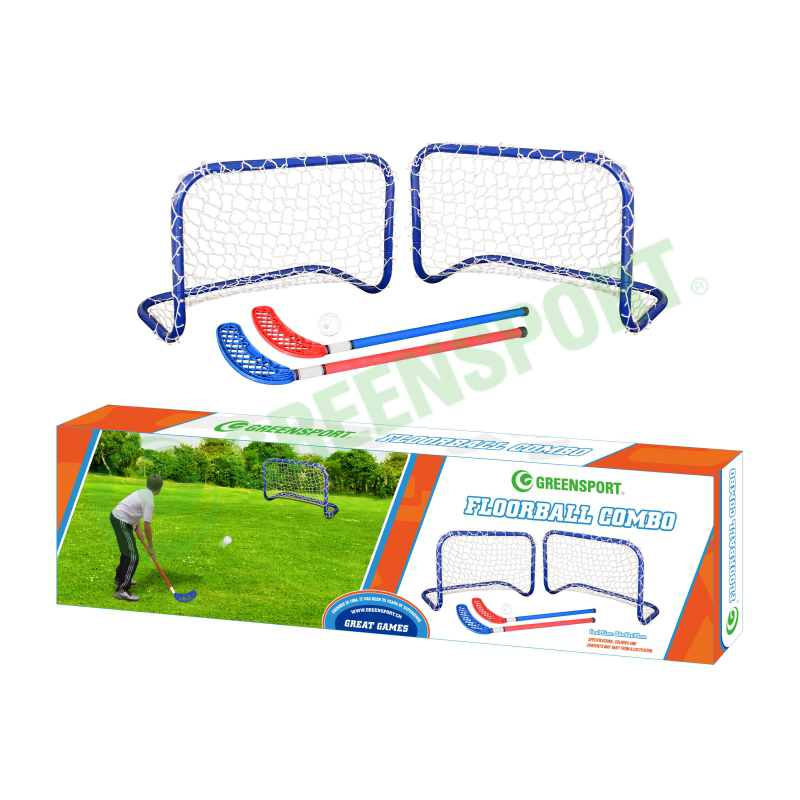 METAL hockey goal with sticks and ball for hockey training floorball combo