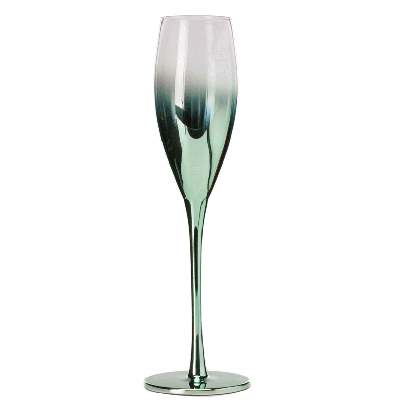Red wine glass with metallic blue color