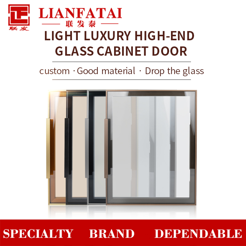 cabinet fittings Glass Front extruded square aluminum cabinet door frame with integrated handle