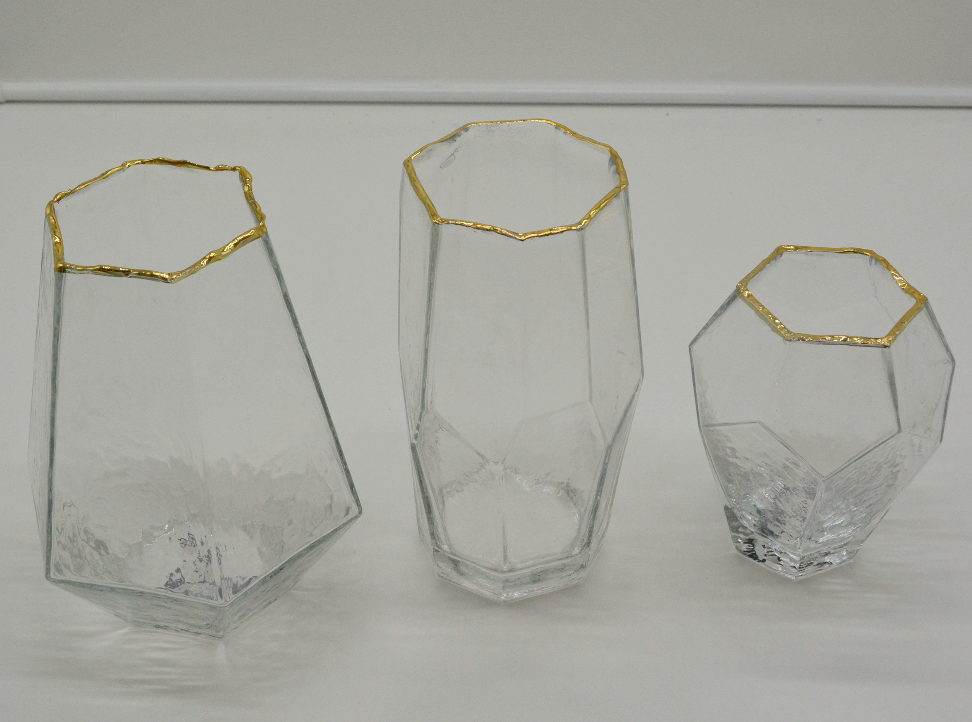 glass vase with gold border