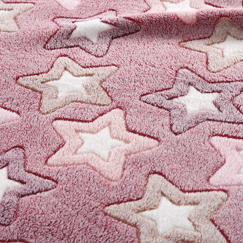 jacquard coral fleece guled print coral fleece