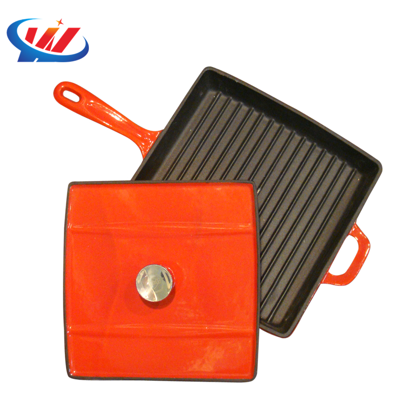 28CM Cast Iron Grill Pan Skillet Steak Pan