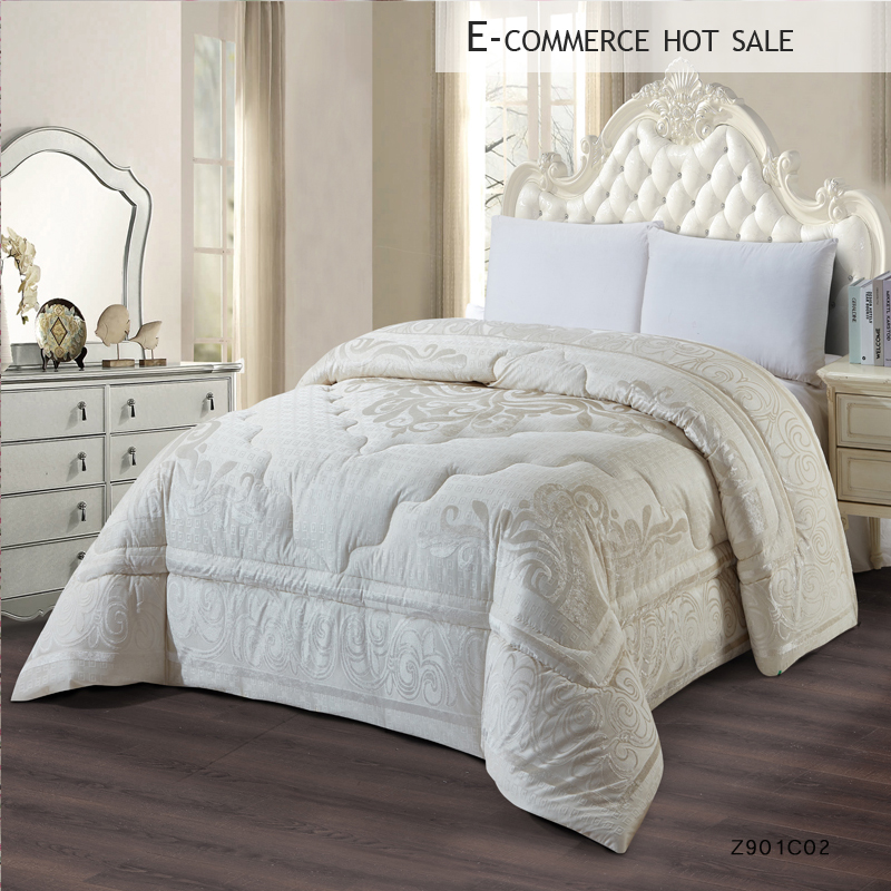 100% polyester white chenille jacquard comforter set
