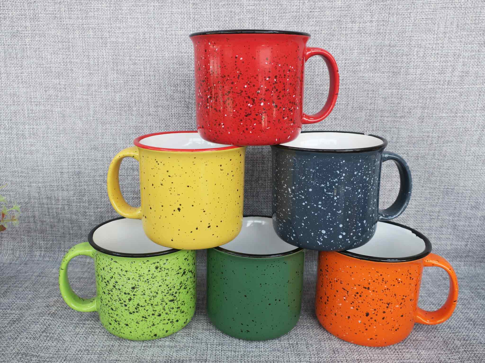 01A ceramic enemal mug camping outdoor promotion gift mug
