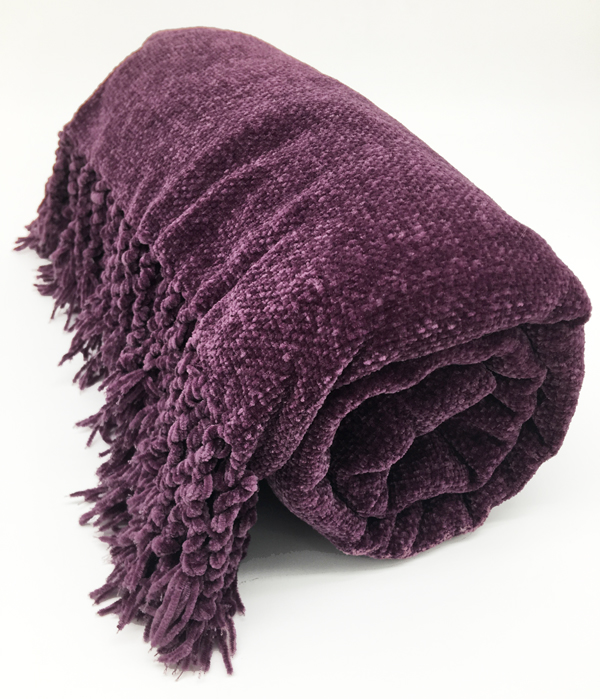 Fluffy Chenille Knitted Throw Blanket with Decorative Fringe for Home Décor Bed Sofa Couch Chair Aqua