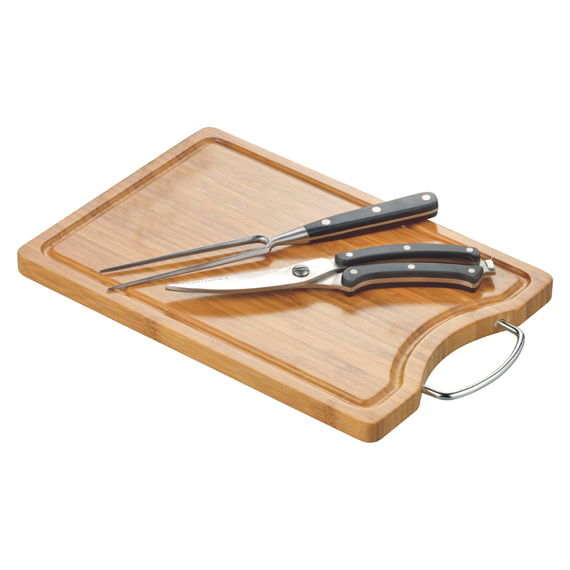 3 Pc Kitchen Knife & Cutting Board Set