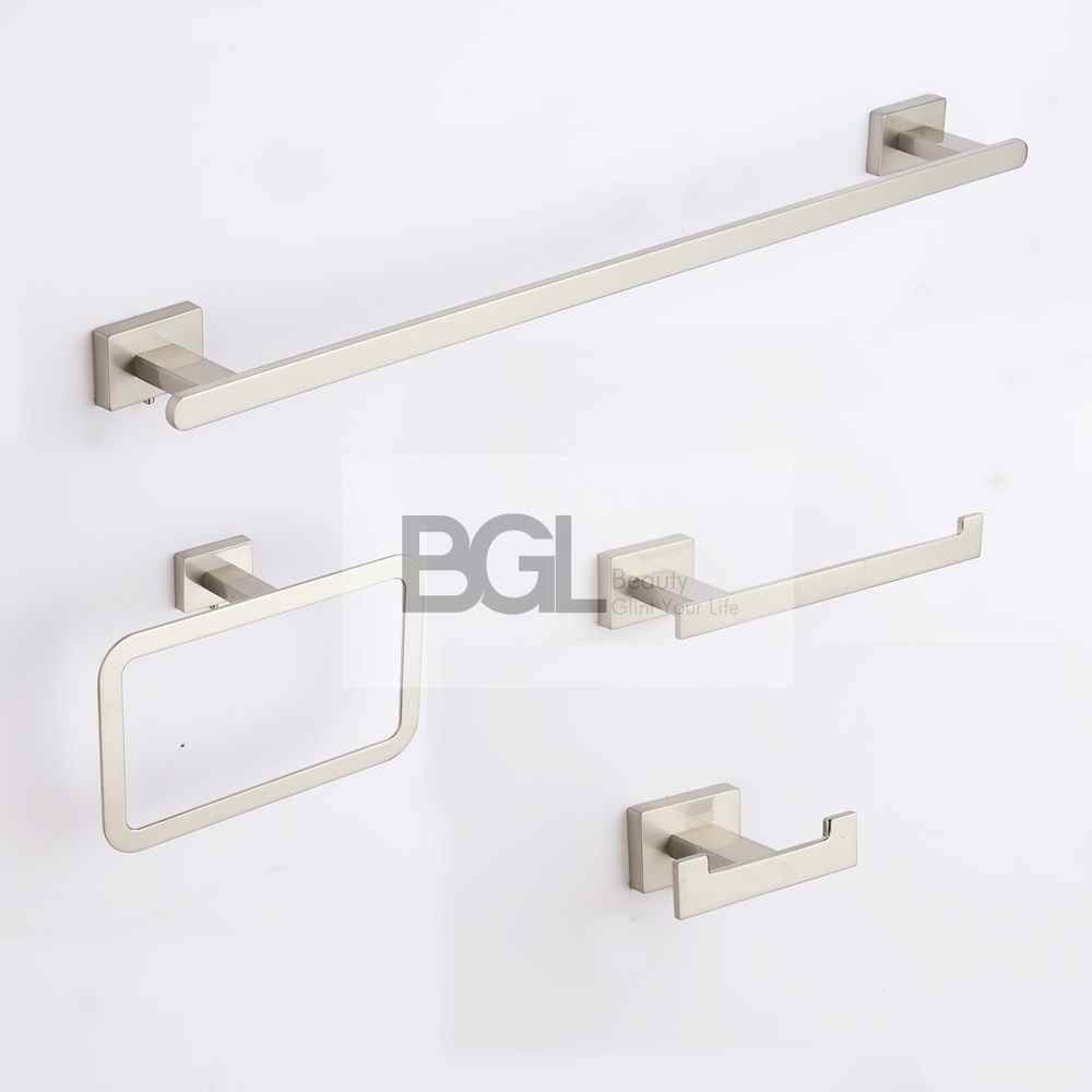 Square design chrome six-piece bathroom accessories set