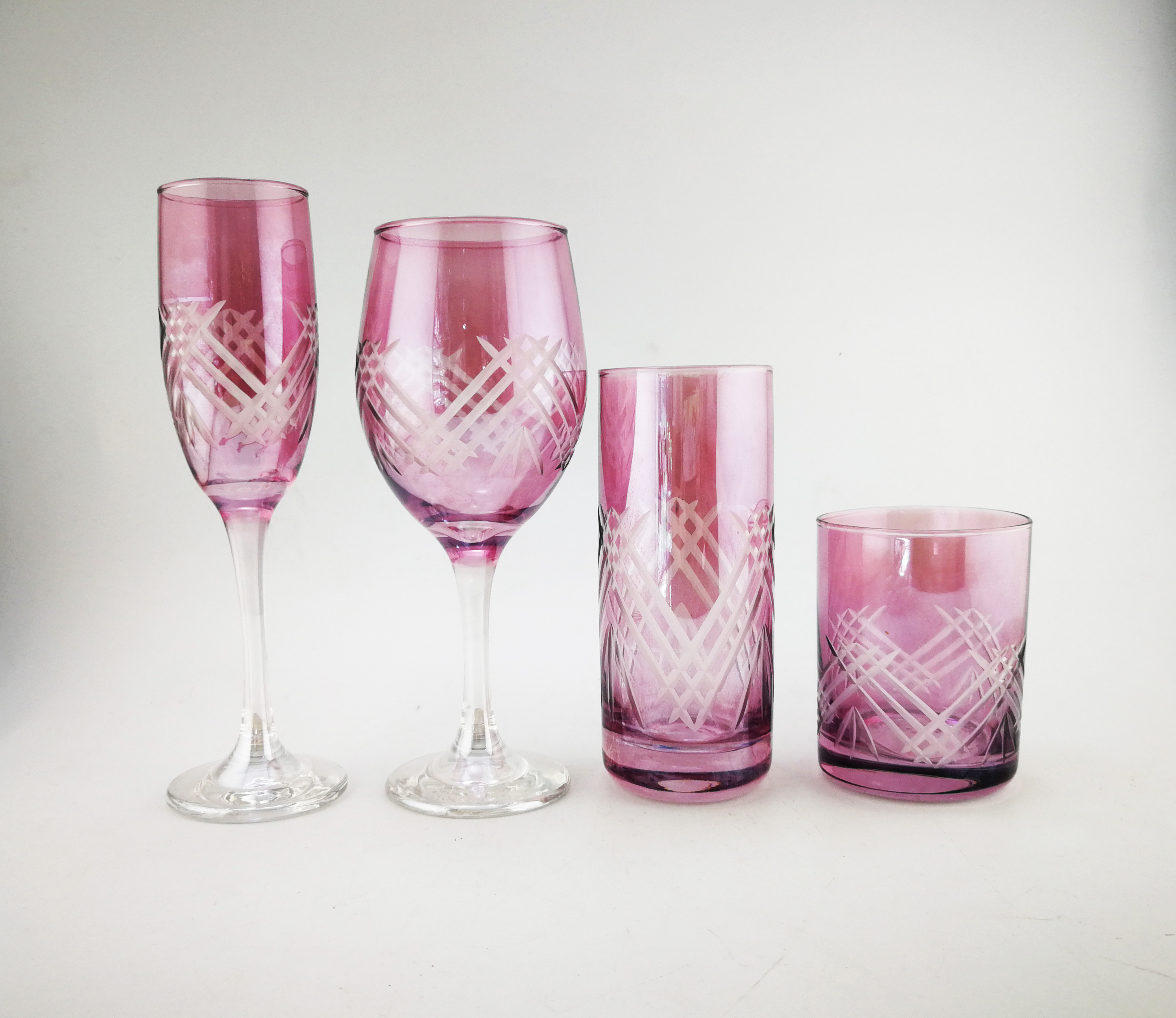 Sprayed wine glass glassware