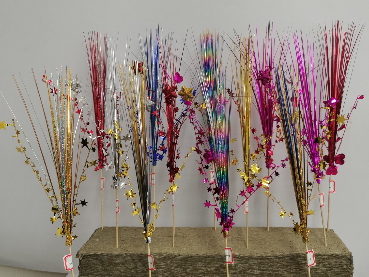 Happy New Year With Tinsel On 15 Or 50cm Stick