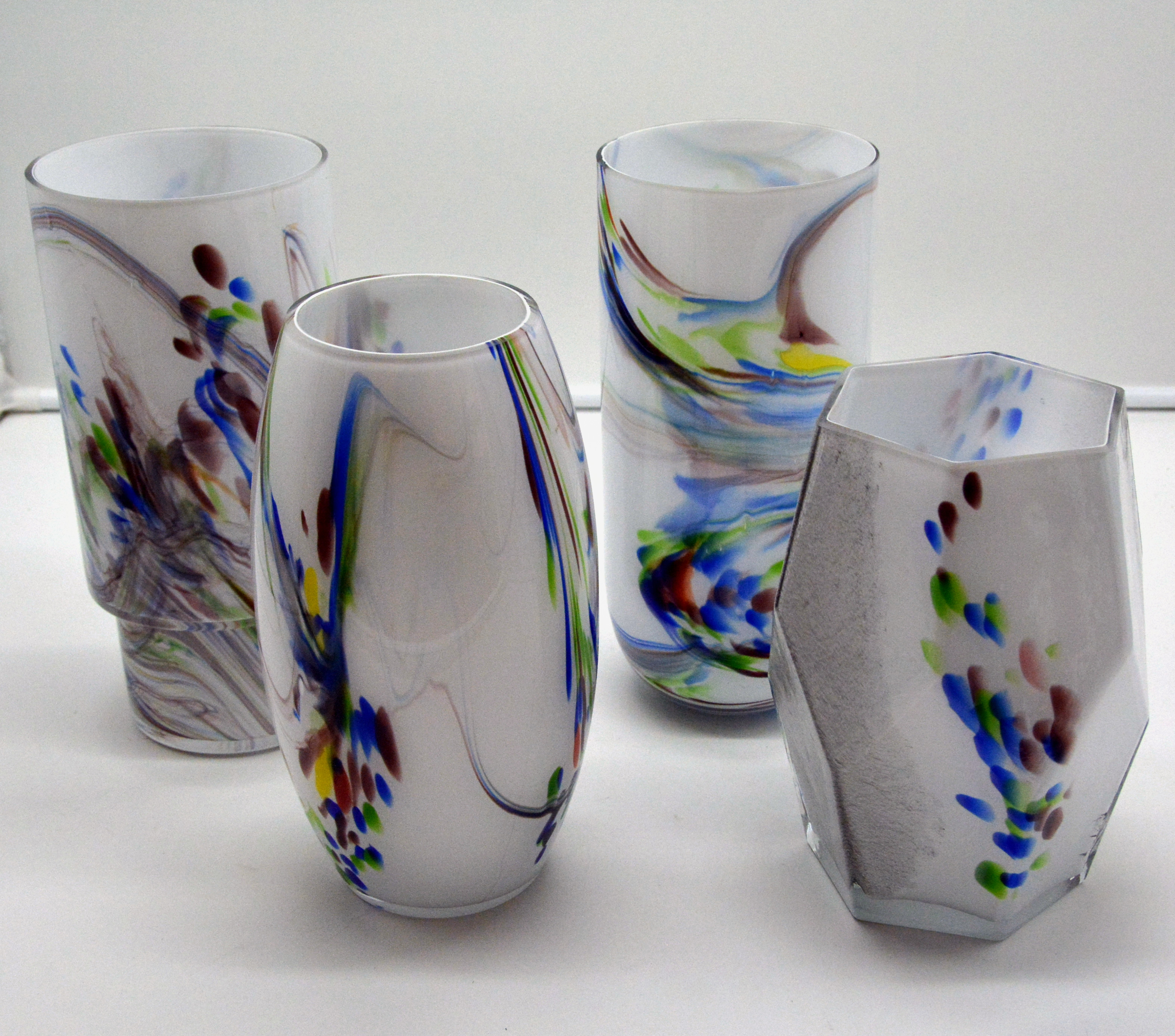 colourful white glass vase