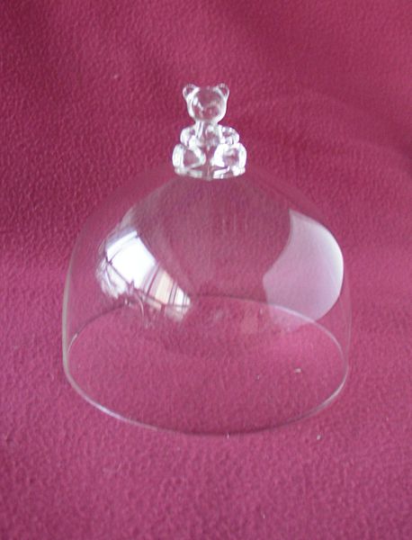Mouth blown high borosilicate glass dome for home decor with wooden base