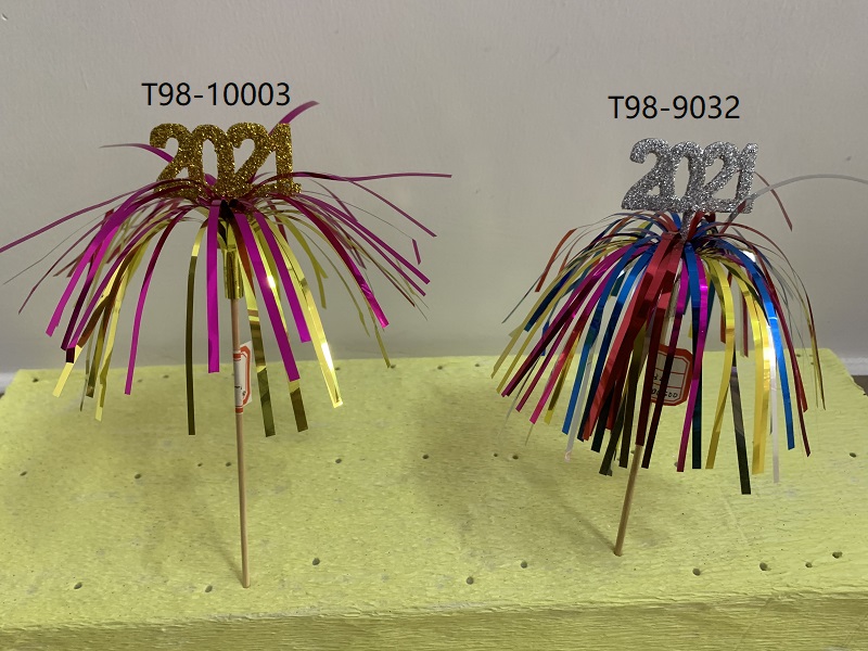 Happy New Year With Tinsel On 15 Or 50cm Stick
