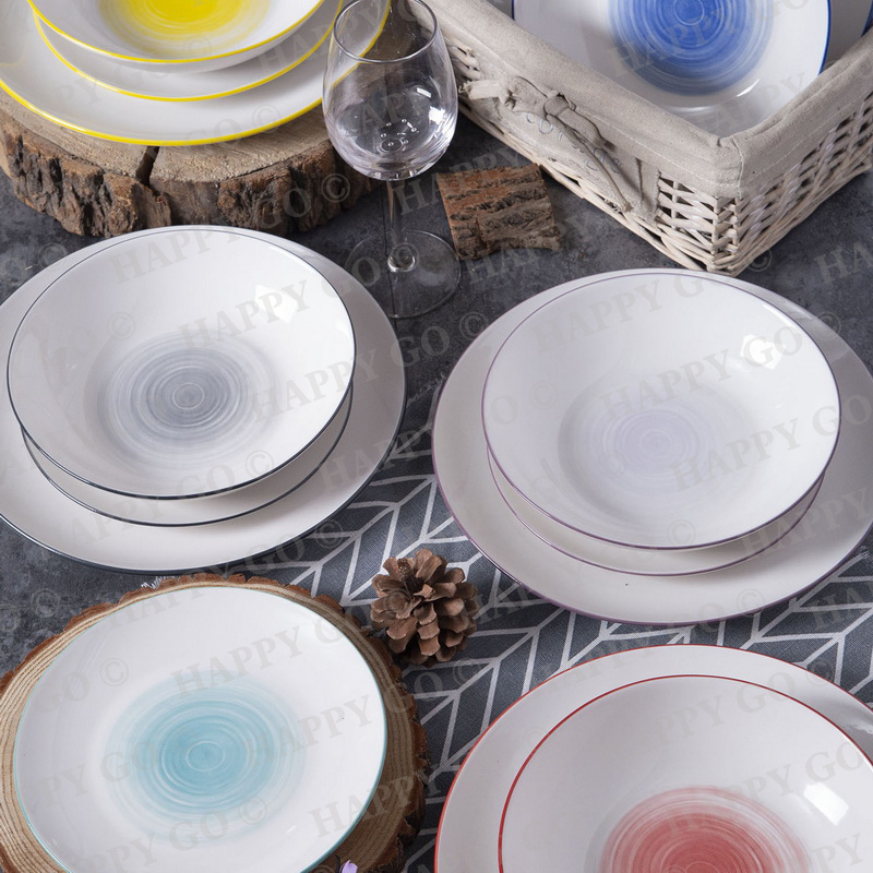 Pad printing color lollipop porcelain dinner set
