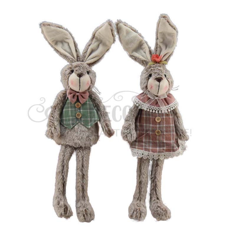 2asst. Fabric Sitting Boy&girl Rabbit