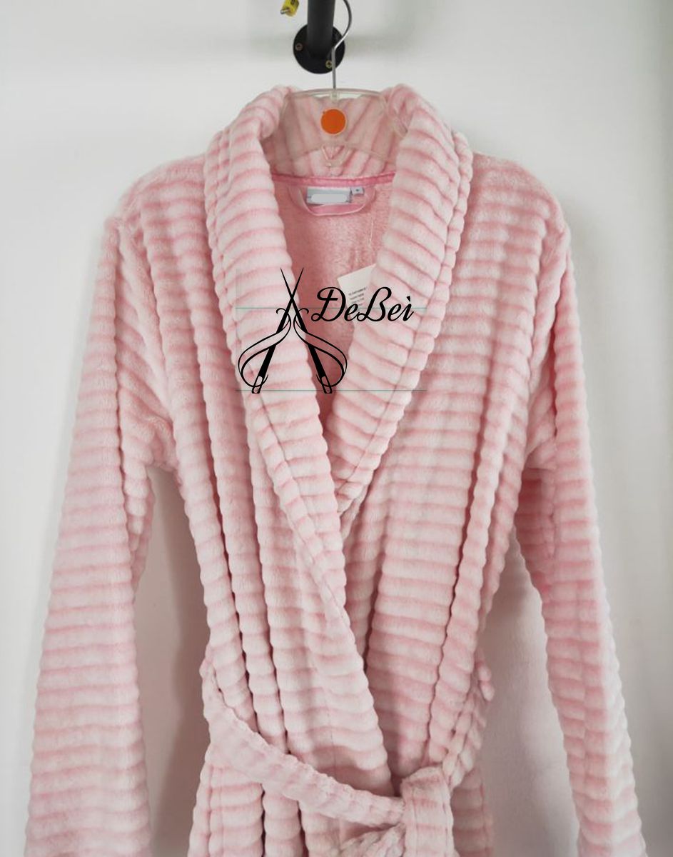 ladies back printing flannel colar fleece with cutting bathrobe