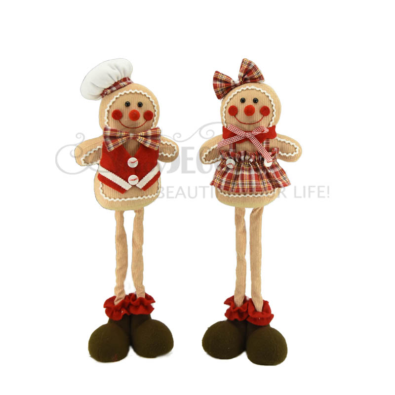 2asst Fabric Standing Gingerbread Man W/Hat&bow