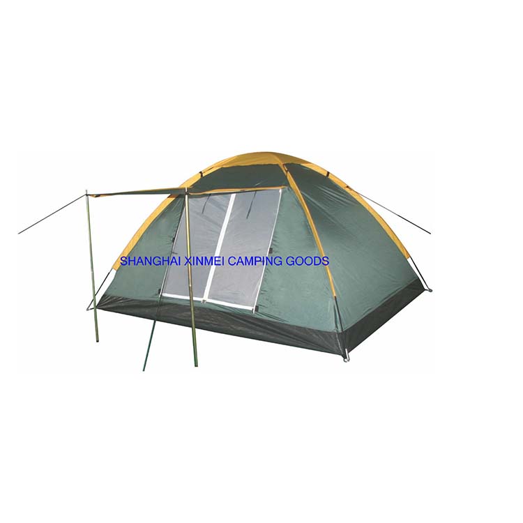 Aa 2p Camping Tent With Polyester Tent Fabric Fiberglass Steel Tent Poles And Pe Tent Ground Sheet
