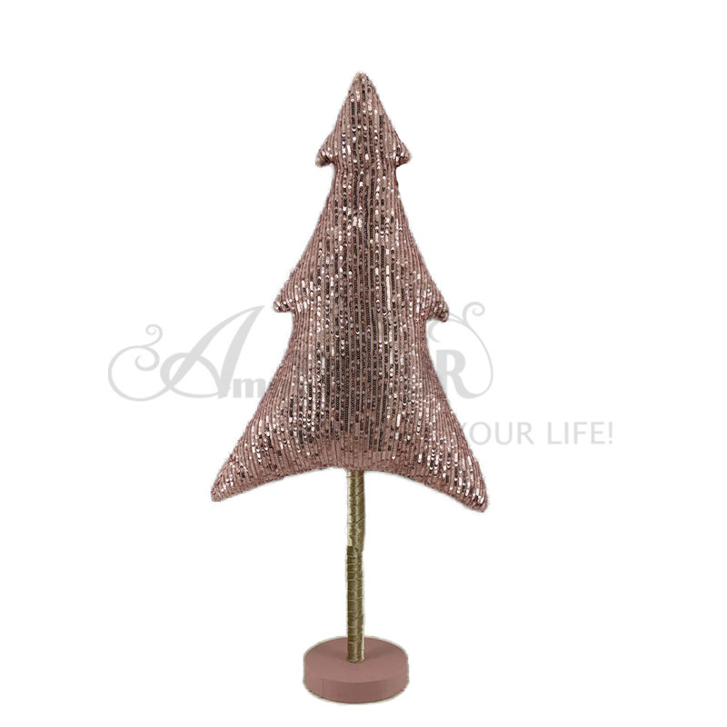 1asst Fabric Gillter Pink Tree Décor