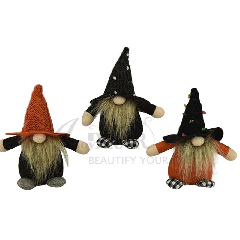 3in Fabric Halloween Gnome Decor