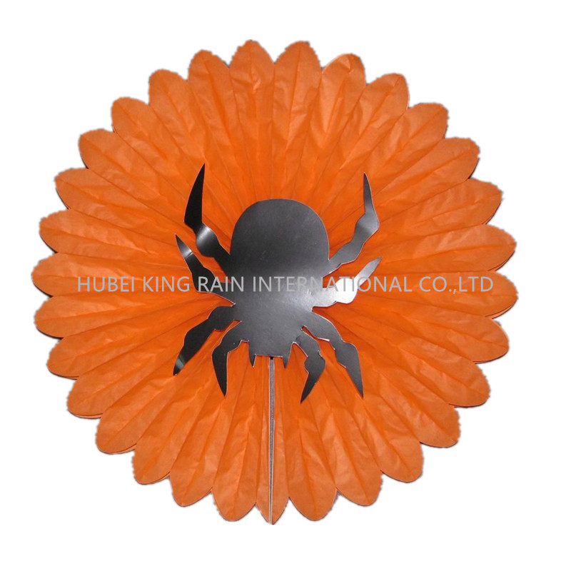 1 Halloween Decorated Colorfu Paper Fans Round Wheel