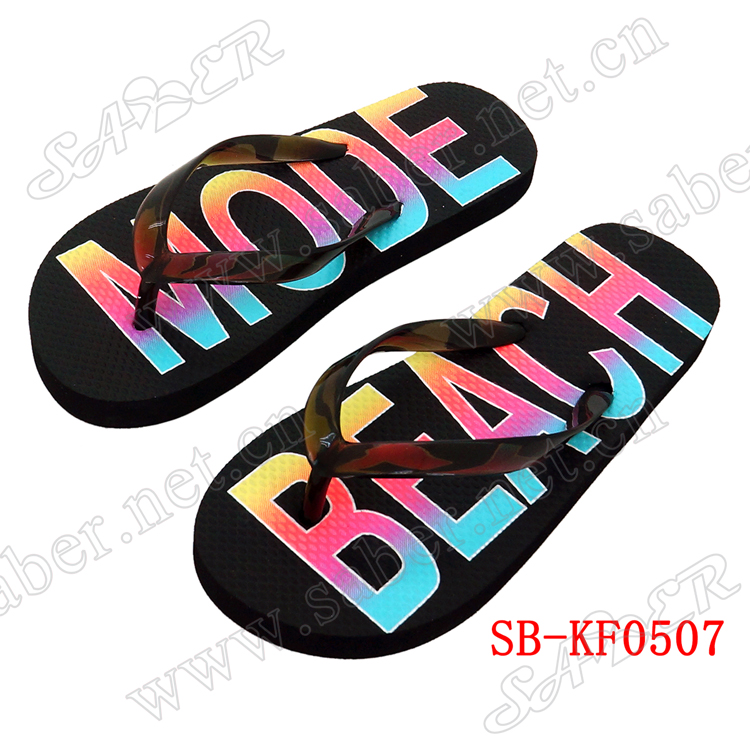 Latest Beach PVC PE Beads Girl Butterfly Pink Flip Flop Sandal