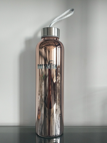 Electroplating glass water bottle with SS lid