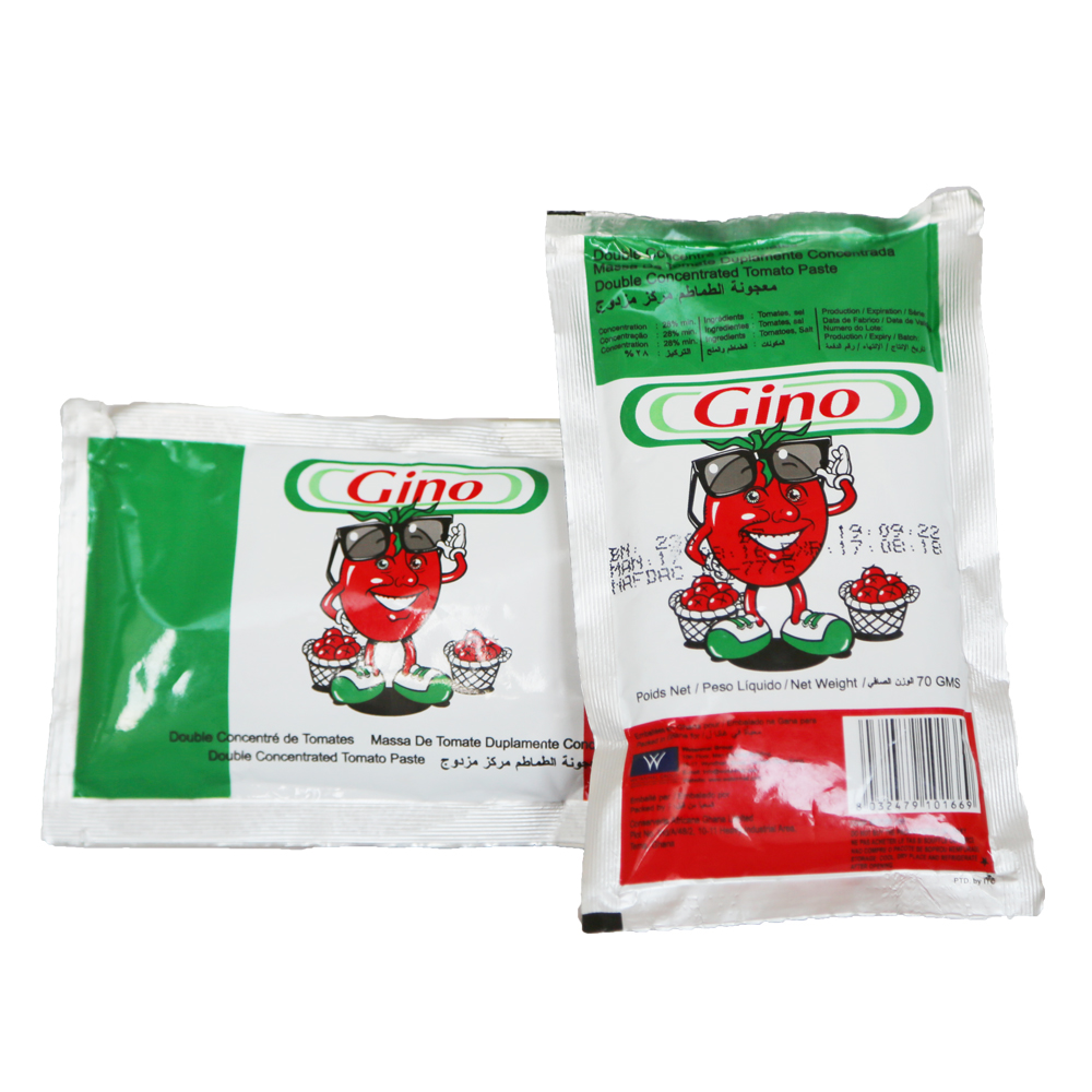 Gino Flat sachet or Strandup sachet tomato paste with factory price high quality from ICRC supplier