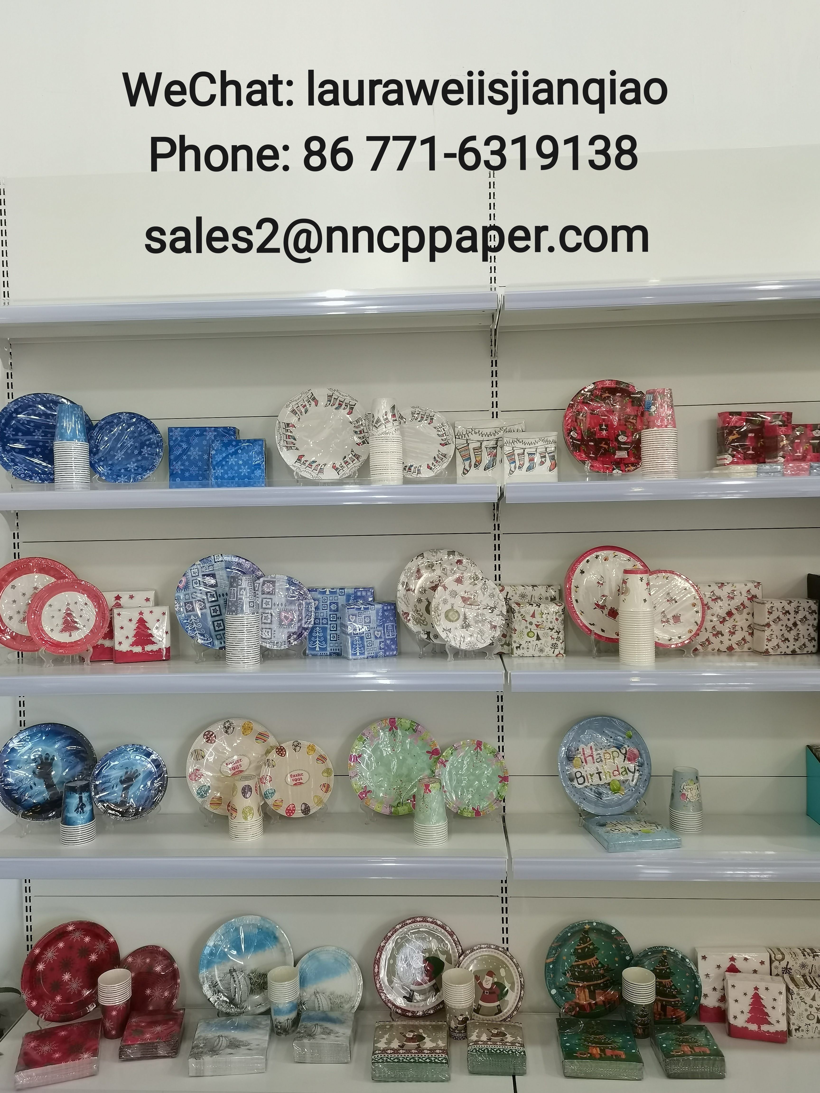 colorful paper napkin, paper plate and paper cup