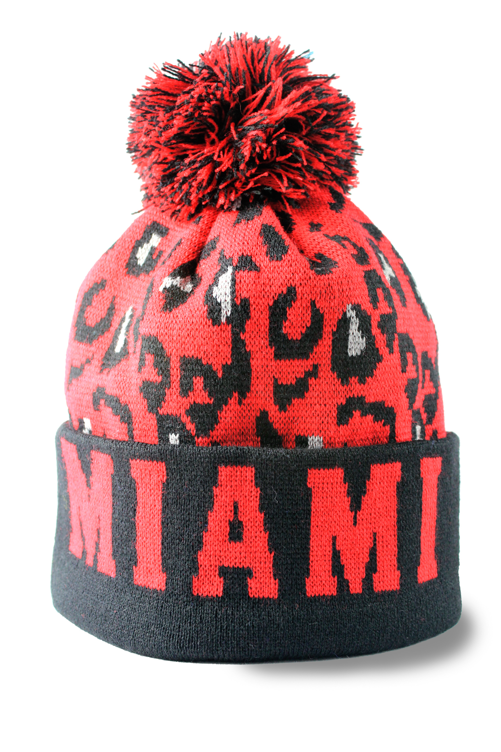 Jacquard pompon beanie cap