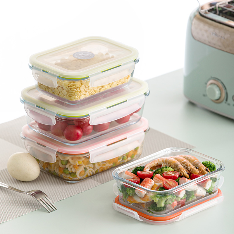 0.4l 0.6l 0.65l 0.75l 1l borosilicate glass food container meal prep containers resusable food storage container lunch box bento box