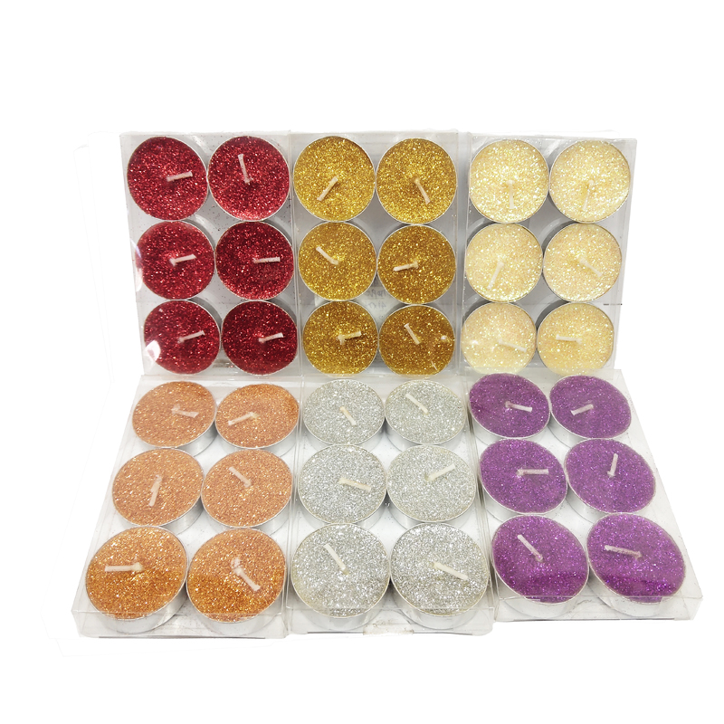Frost flower tealight candle muti-color 13.5g 6pcs per PVC box BSP013512