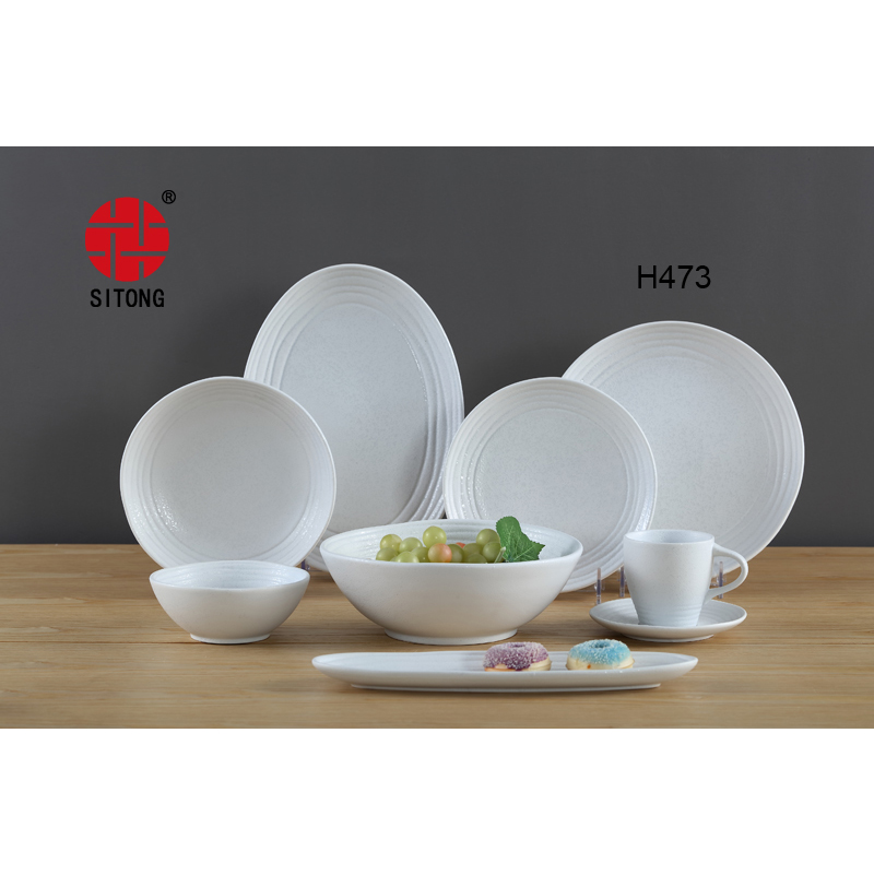 White embossed dinner set