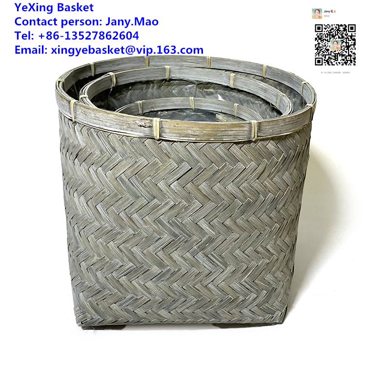 Bamboo basket greywashed