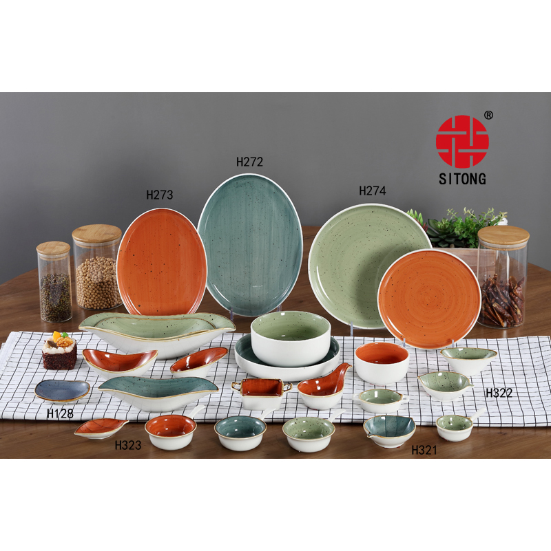 reactive color glaze bakeware porcelain dinner set plate saucer salad bowl mugs plates dishes