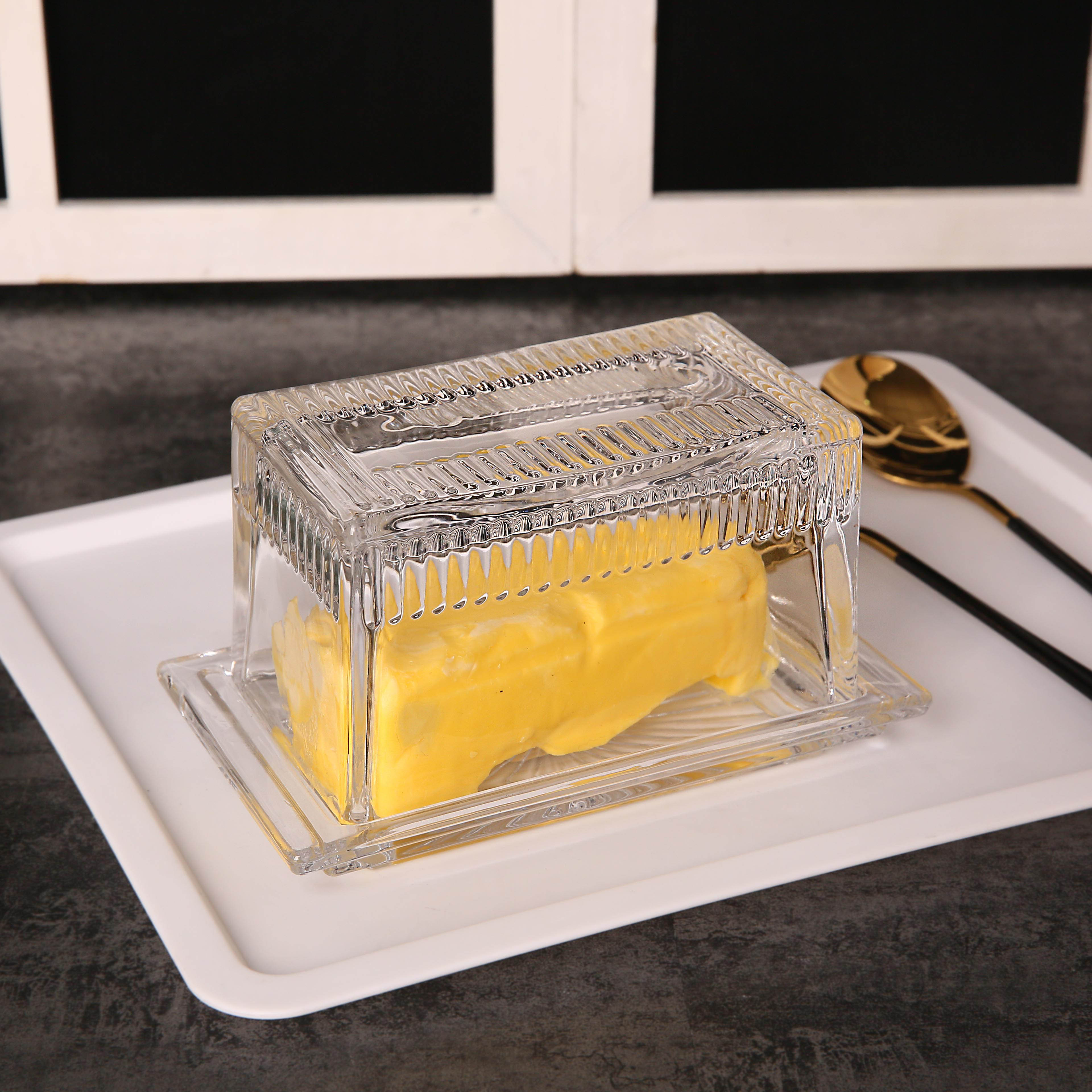 Clear butter dish