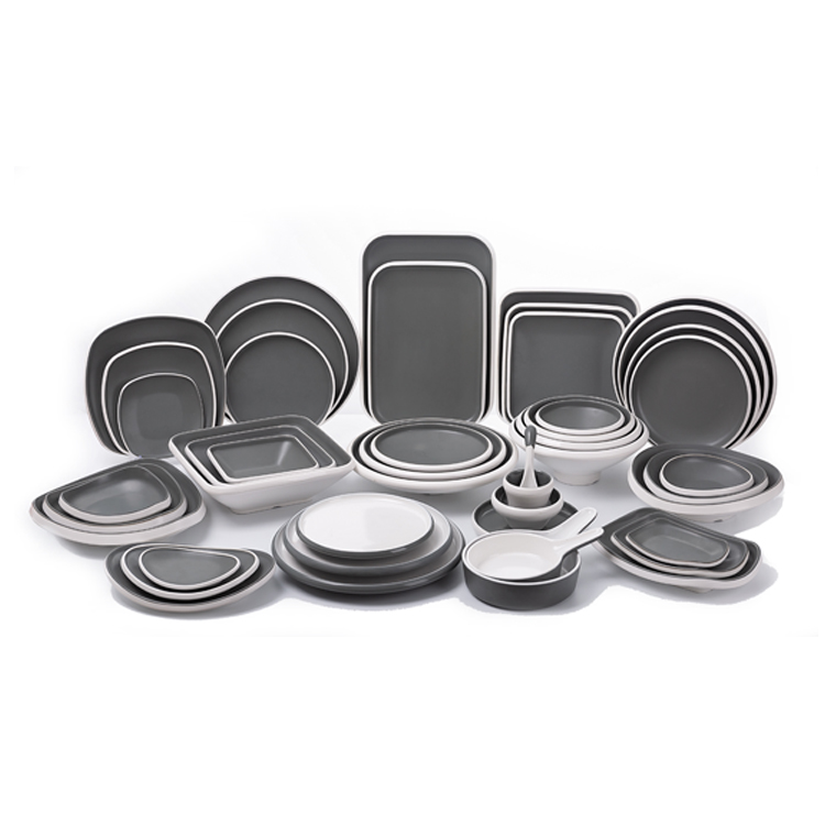 new grey and white unbreakable restaurant melamine dinnerware