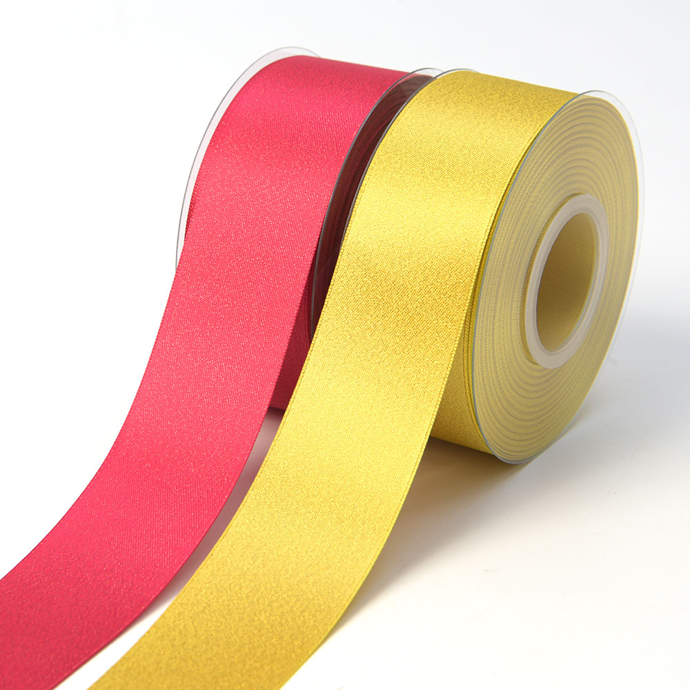 polyester fashion luxury satin glitter ribbon Christmas ribbon