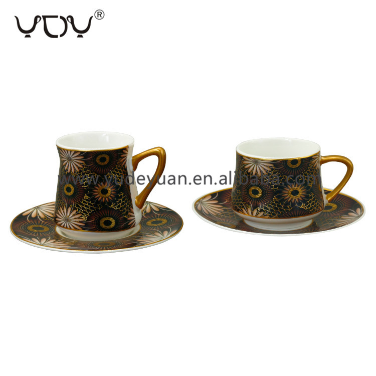 porcelain golden rim european turkish modern tea cups and saucers bone china