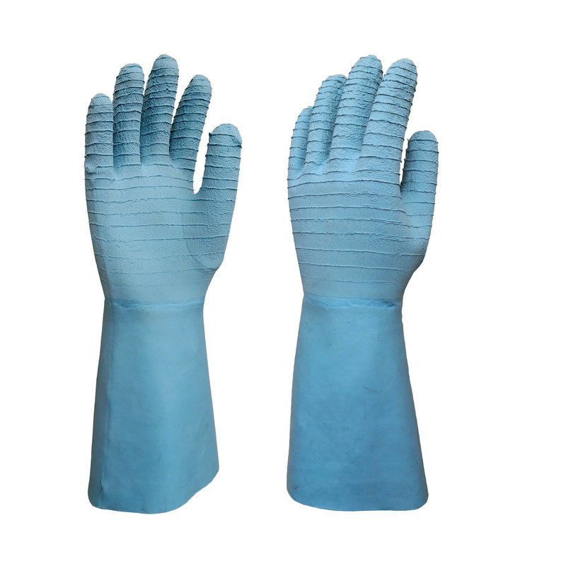 Latex fully-coated safety gloves with gauntlet cuff