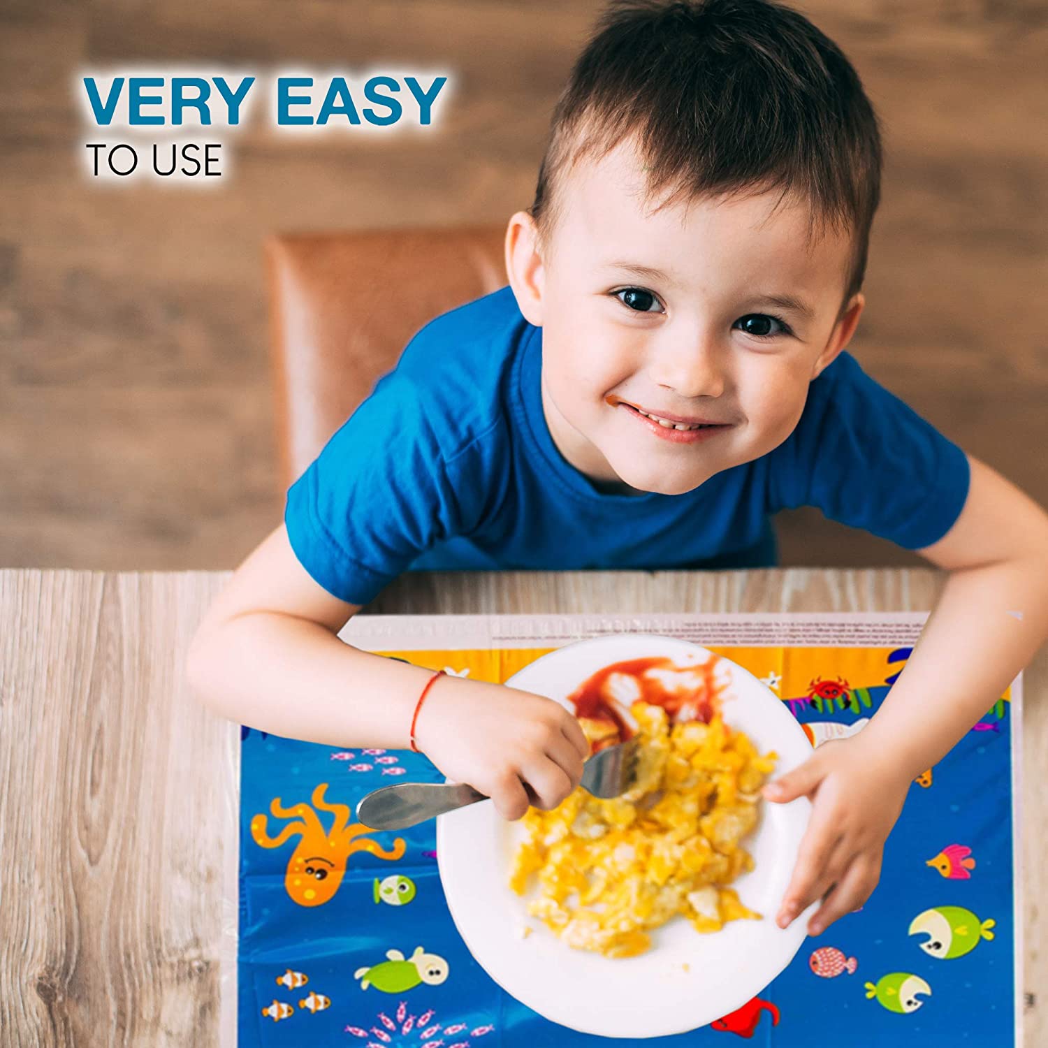 Mulit color UNDERWATER design Super Sticky Disposable Placemat for Baby Toddler BPA Free 4 Side Stick On Food Grade table mat