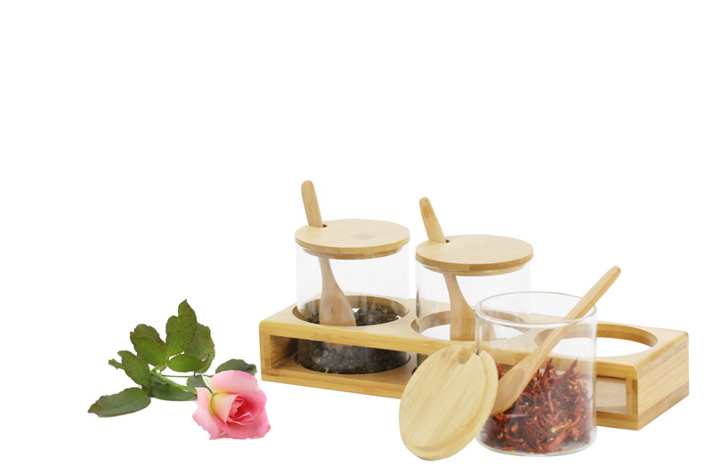 MC7103 High borosilicate glass food storage jar with bamboo lid