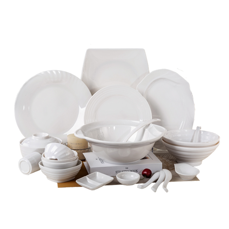 new western style white restaurant melamine dinner set