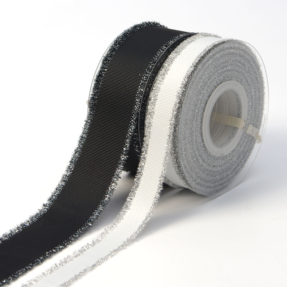 Sliver Fringe Edged Grosgrain Ribbon