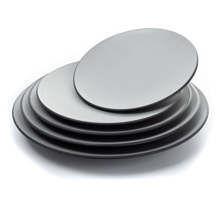 7.5 inch round grey and black restaurant melamine plate