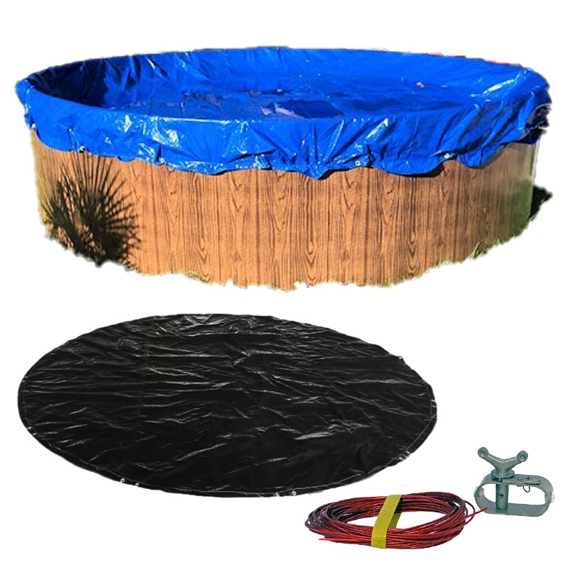 90g/m2 black/green color 4.2m round swimming pool cover with cable and winch