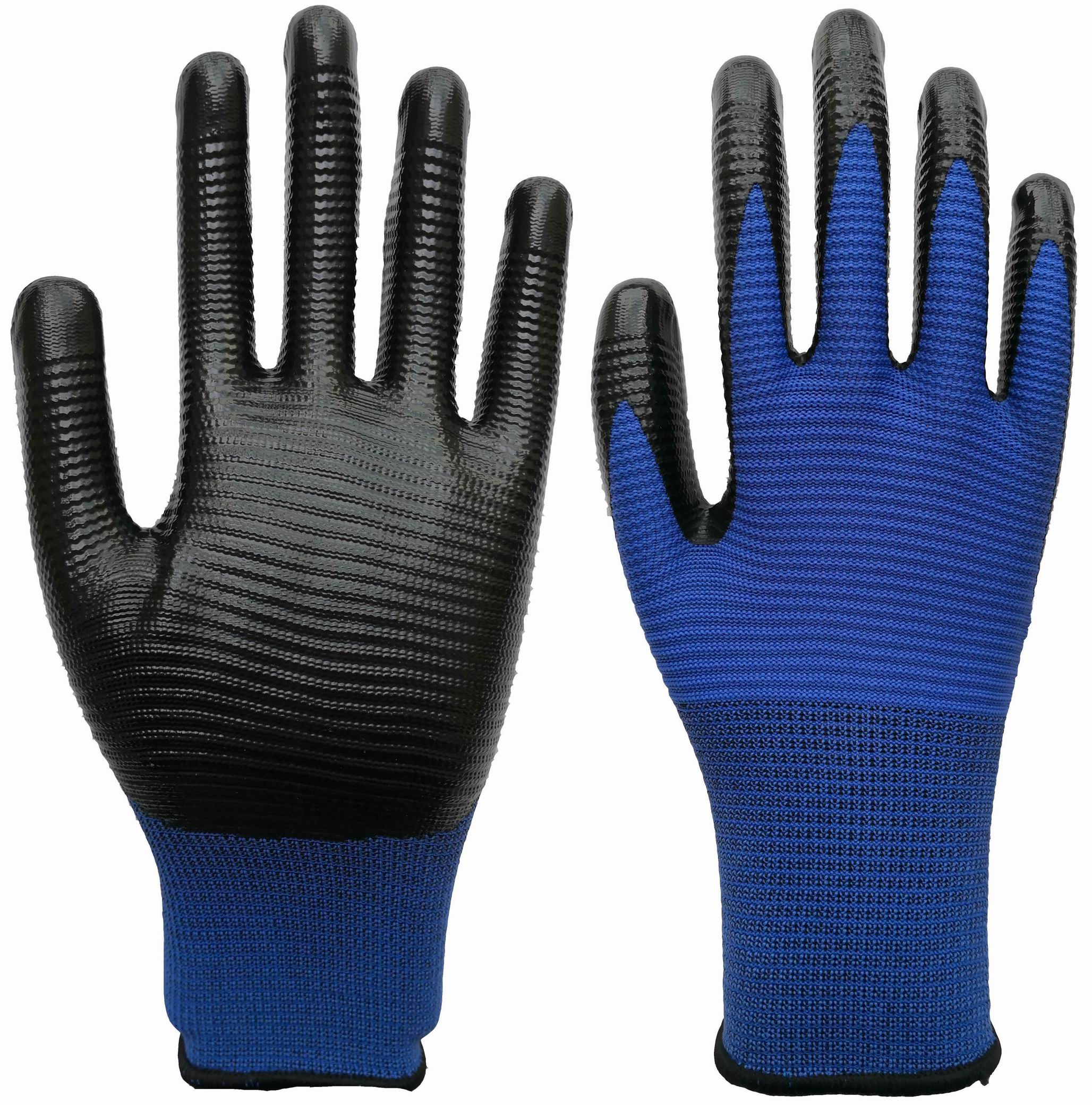 U3 Nitrile palm coated safety gloves with polyester lining