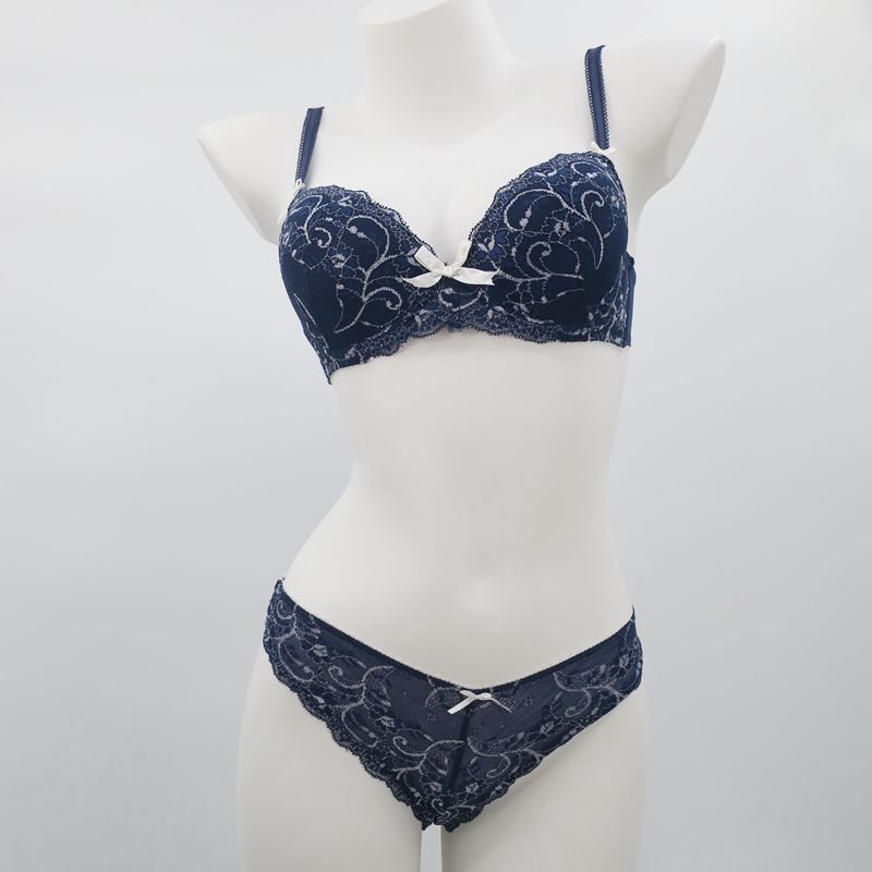 Women Sexy Padded Bra Brief Set Beauty Underwire Thin Cup Bra Thong Set Women Lingerie Set