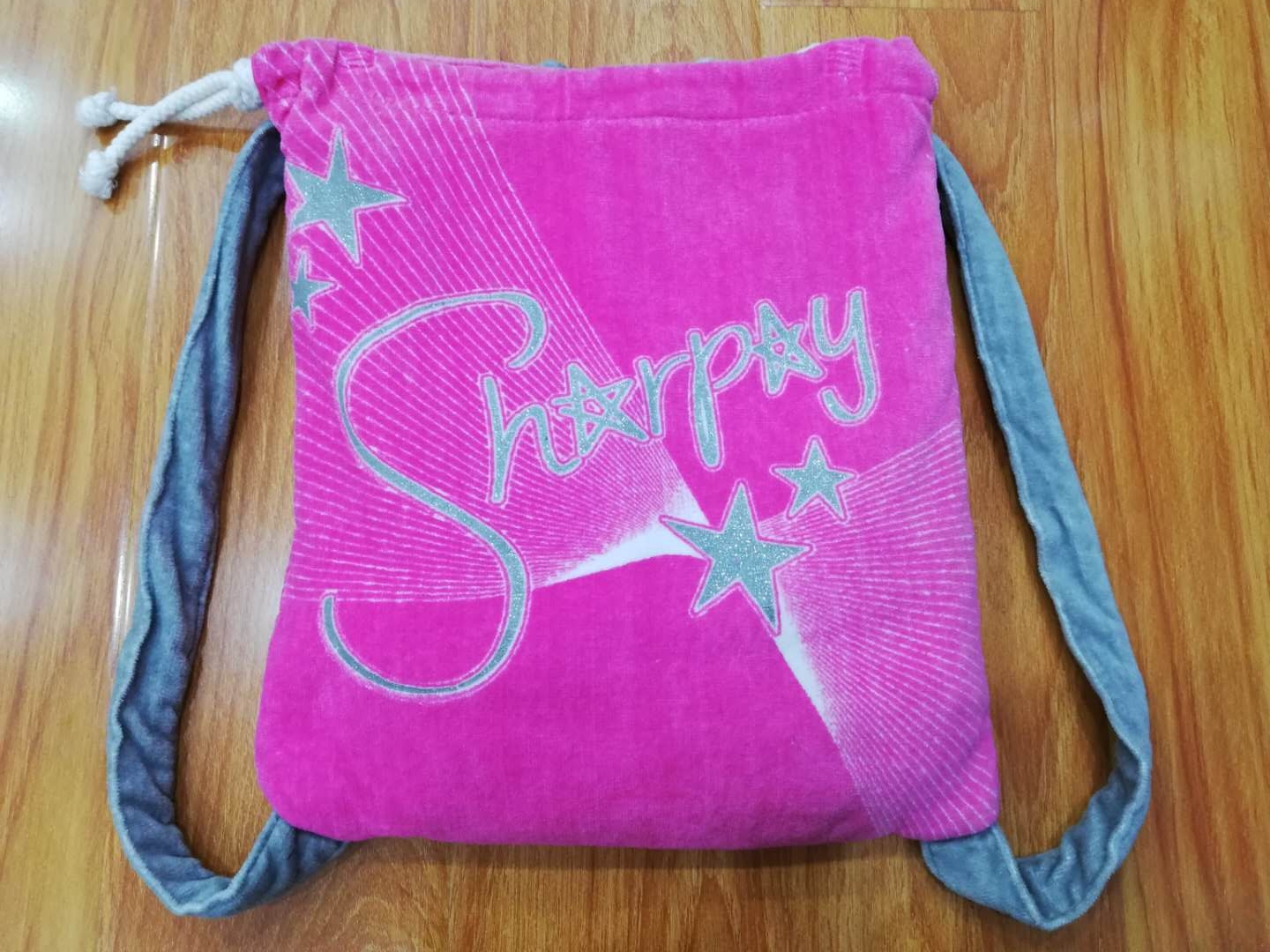 Cotton reactive printed velour backpack beach towel