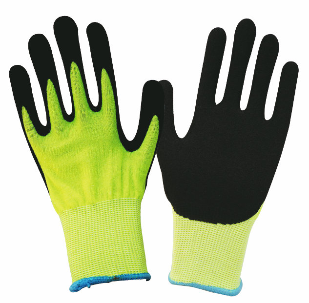 Cut-resistant Gloves with high visible yellow HPPE liner